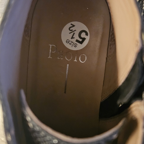 Linea Paolo Womens Size 5.5 M Heeled Black Gold Snakeskin Sneaker Hidden Wedge - Picture 4 of 7